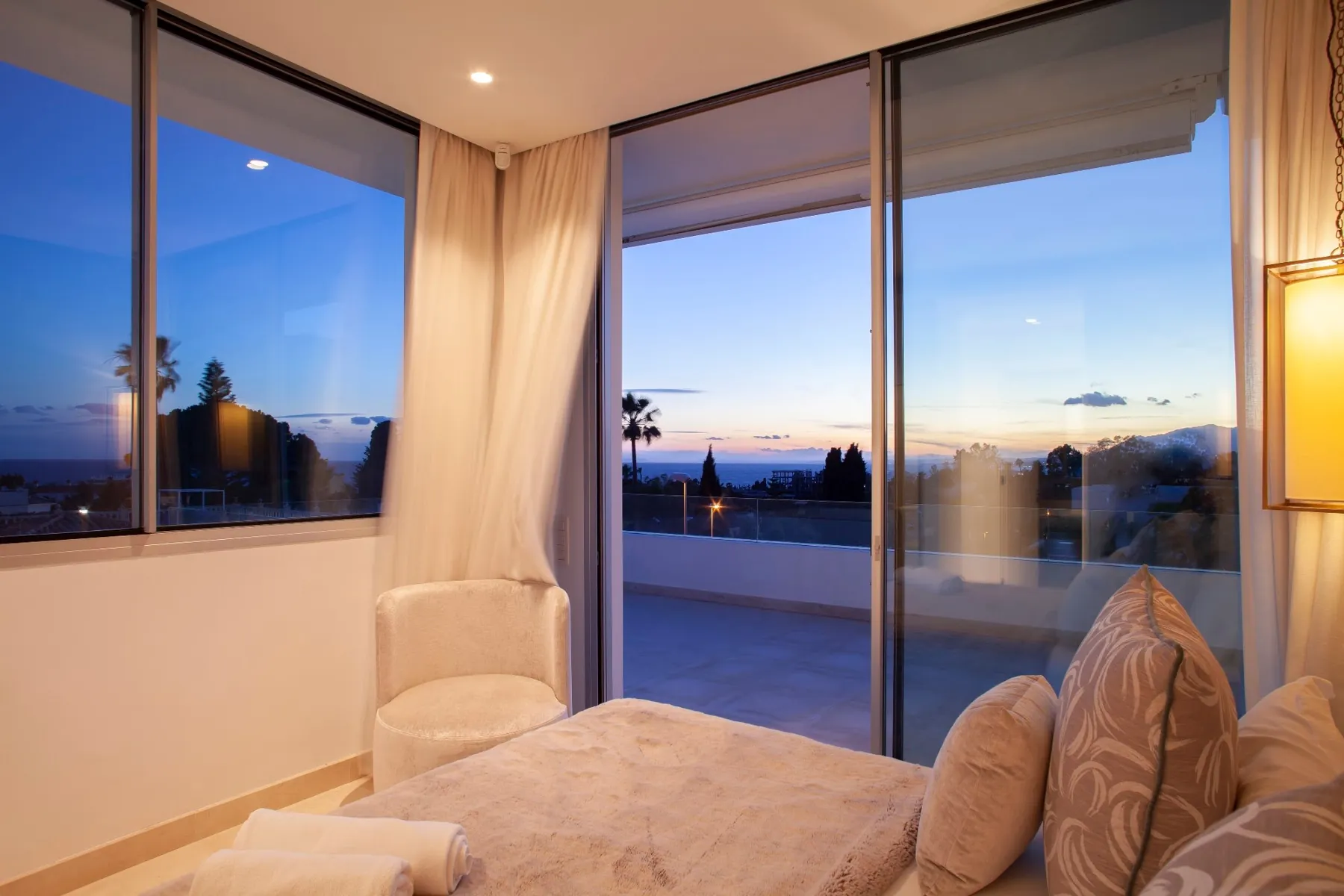 Bedroom with sunset views